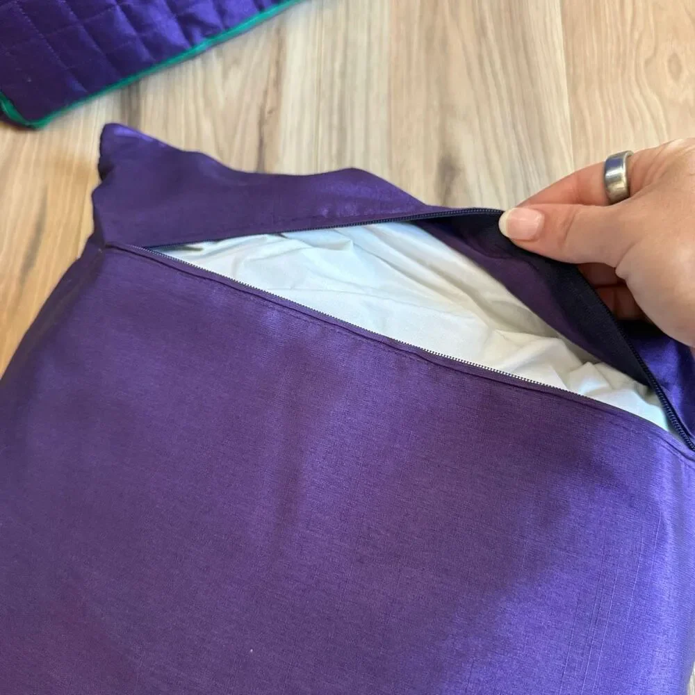 Vintage Wimbledon Tennis Championship Quilted Purple Throw Pillows Set of 2